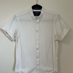 Zara White Short Sleeve Button Down Shirt